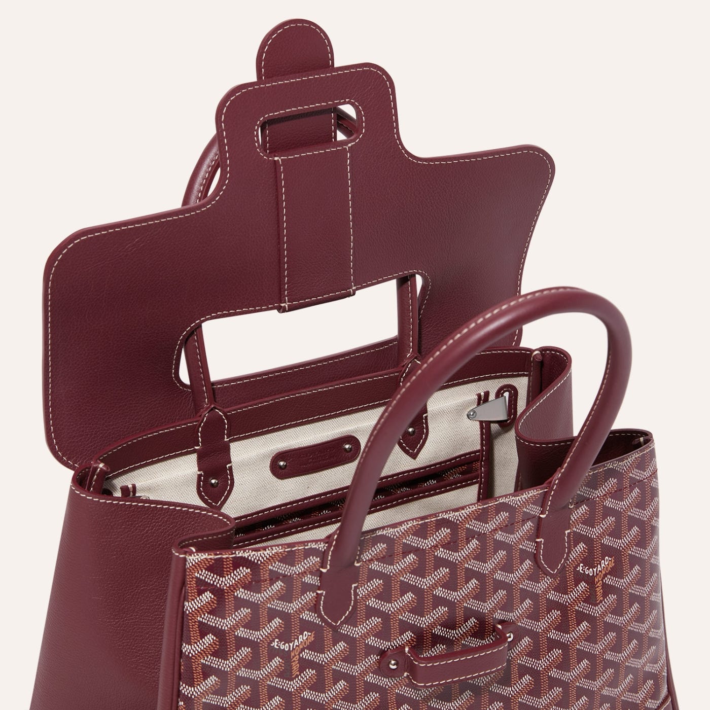 Goyard Saigon Tote Bordeaux Goyardine Canvas Palladium Hardware - Image 5